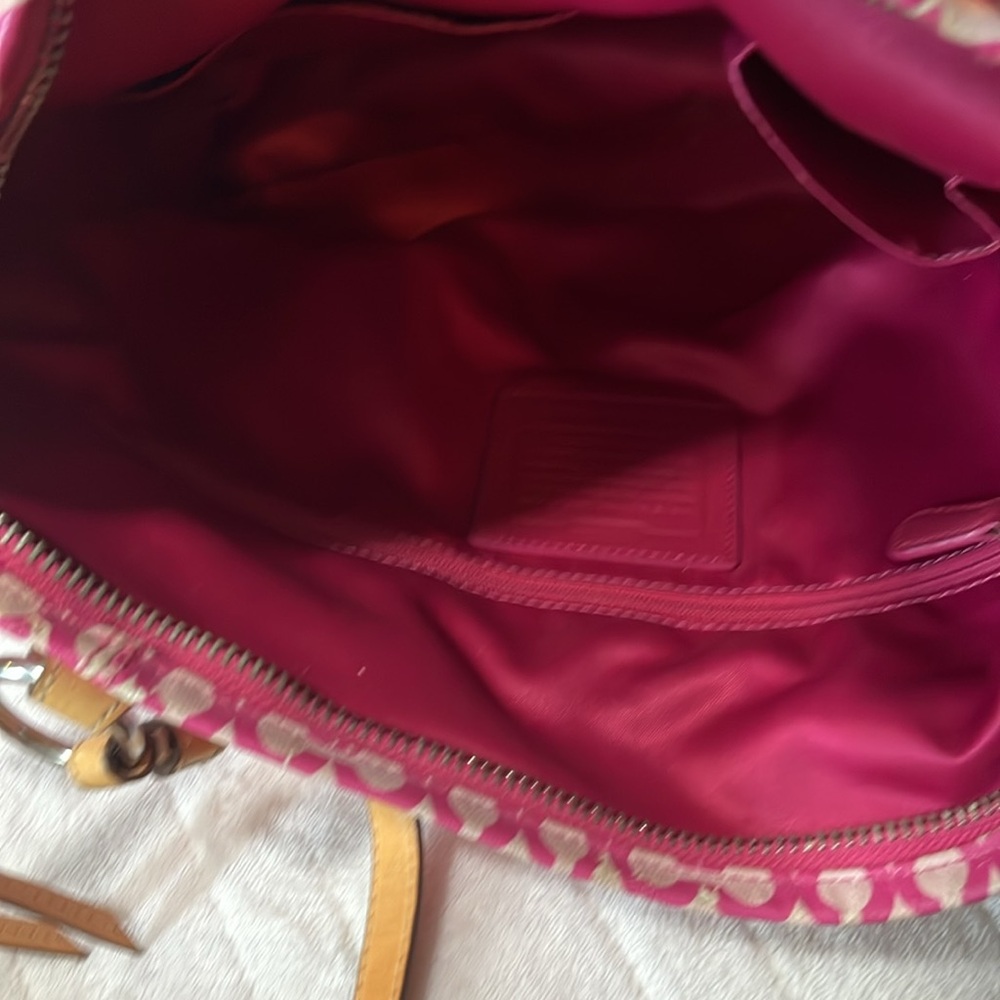 COACH Op Art Jacquard Pink Two Way Shoulder Bag and Crossbody Combo - Picture 13 of 16